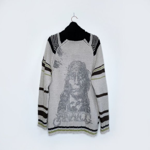 ⚡️SOLD⚡️ analog by burton knit wool blend indian chief cardigan with patch - Picture 4 of 7